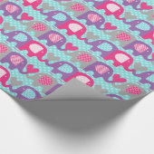 Roze, Paarse, grijze olifantenliefdespakpapier Cadeaupapier (Hoek)