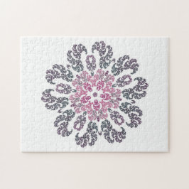 Roze, Paarse, grijze, witte fractale kunst Kaleido Legpuzzel