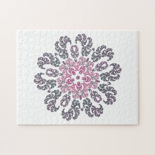 Roze, Paarse, grijze, witte fractale kunst Kaleido Legpuzzel (Horizontaal)