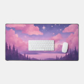 Roze Paarse grillige Kawaii Clouds Mousepad Bureaumat (Keyboard & Muis)