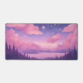 Roze Paarse grillige Kawaii Clouds Mousepad Bureaumat (Voorkant)