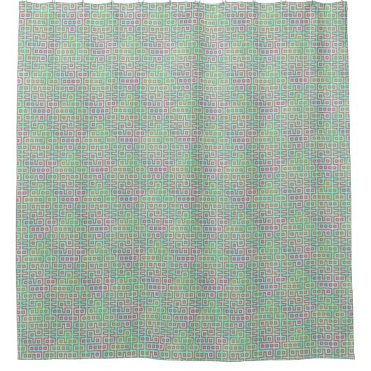 Roze Paarse Groen Maze Pattern Modern Douchegordijn (Voorkant)