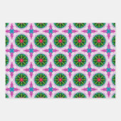Roze, paarse, groene abstracte ster inpakpapier vel (Voorkant 3)