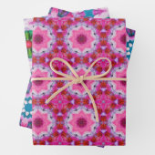 Roze, paarse, groene abstracte ster inpakpapier vel (In situ)