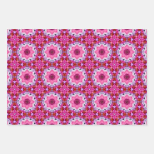 Roze, paarse, groene abstracte ster inpakpapier vel (Voorkant)