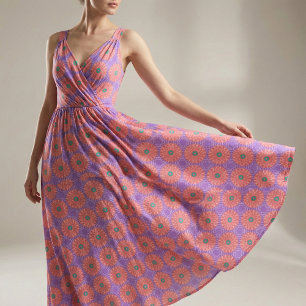 Roze Paarse Groene Boho Chic Artsy Mandala Pattern Stof