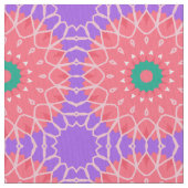 Roze Paarse Groene Boho Chic Artsy Mandala Pattern Stof (Close Up)