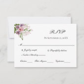 Roze Paarse groene Floral Elegant Formal Wedding RSVP Kaartje (Voorkant)