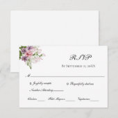 Roze Paarse groene Floral Elegant Formal Wedding RSVP Kaartje (Voorkant / Achterkant)