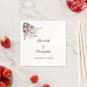 Roze Paarse groene Floral Greenery Elegant Wedding Servet (Insitu)