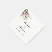 Roze Paarse groene Floral Greenery Elegant Wedding Servet (Hoek)