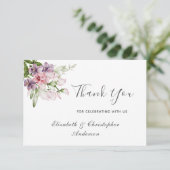 Roze Paarse groene Floral Weddenschap Hartelijk da Bedankkaart (Staand voorkant)