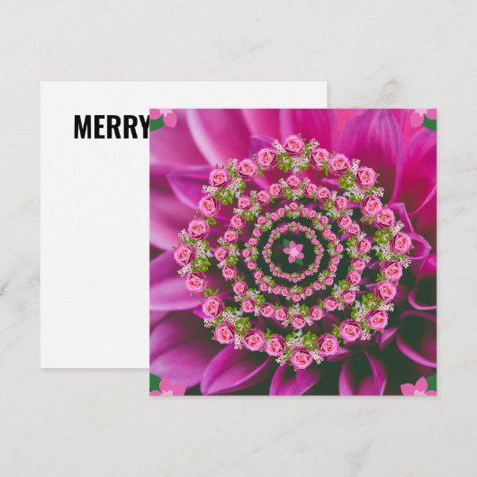  Roze Paarse Groene Garden Flowers Kerstmis Kaart (Voorkant / Achterkant)