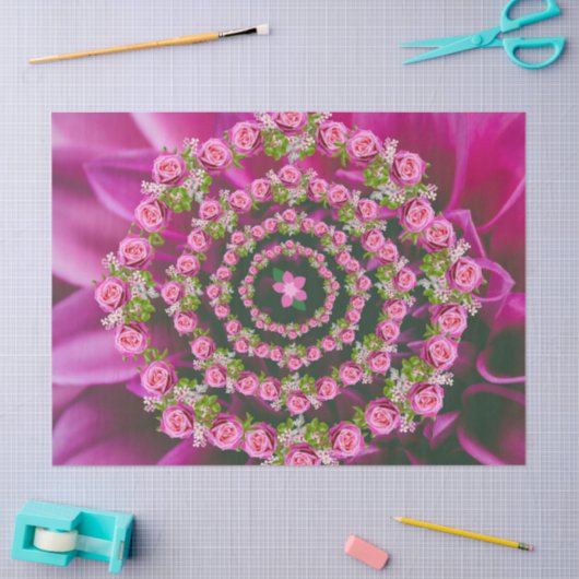  Roze Paarse Groene Garden Flowers Kerstmis Tissuepapier (Craft)