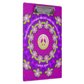 Roze Paarse Groene Glow Peace Energy Mandala Klembord (Rechts)