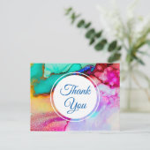 Roze Paarse Groene Marmer Abstracte Waterverf Briefkaart (Staand voorkant)