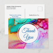 Roze Paarse Groene Marmer Abstracte Waterverf Briefkaart (Voorkant / Achterkant)