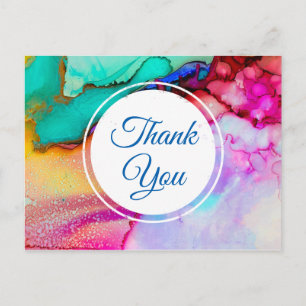 Roze Paarse Groene Marmer Abstracte Waterverf Briefkaart