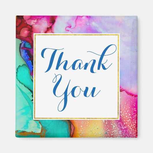 Roze Paarse Groene Marmer Abstracte Waterverf Magneet (Voorkant)