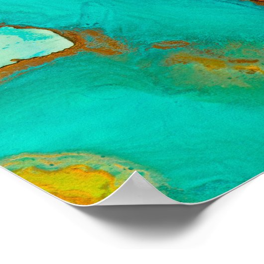 Roze Paarse Groene Marmer Abstracte Waterverf Poster (Hoek)