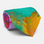 Roze Paarse Groene Marmer Abstracte Waterverf Stropdas (Opgerold)