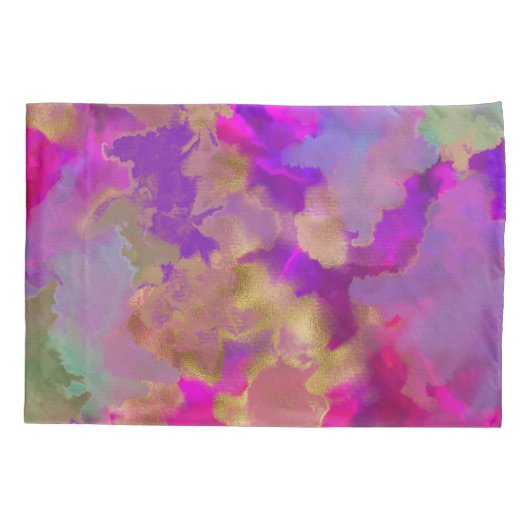 Roze, paarse, groene marmerinkinktkussenblokken ho kussensloop (Achterkant-Links)