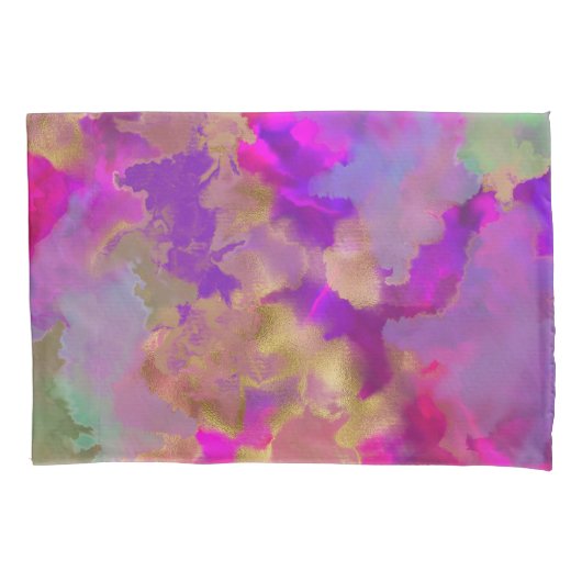 Roze, paarse, groene marmerinkinktkussenblokken ho kussensloop (Voorkant-Links)