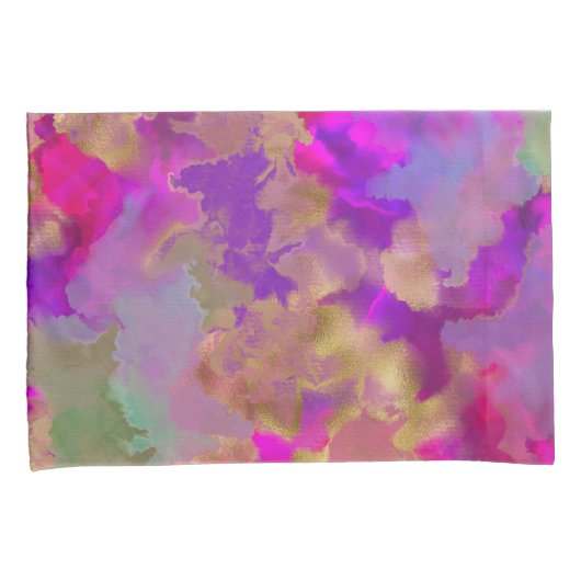 Roze, paarse, groene marmerinkinktkussenblokken ho kussensloop (Voorkant-Rechts)