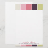 Roze Paarse groene moderne decoratieve kleurenblok Briefpapier (Voorkant / Achterkant)