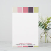 Roze Paarse groene moderne decoratieve kleurenblok Briefpapier (Staand voorkant)