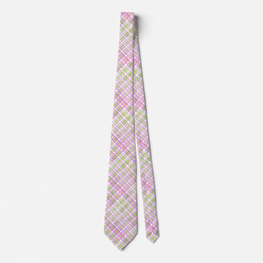 Roze Paarse Groene Pastel Plaid Stropdas (Voorkant)