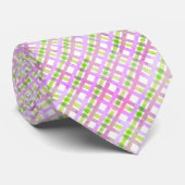 Roze Paarse Groene Pastel Plaid Stropdas (Opgerold)