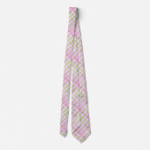 Roze Paarse Groene Pastel Plaid Stropdas (Achterkant)