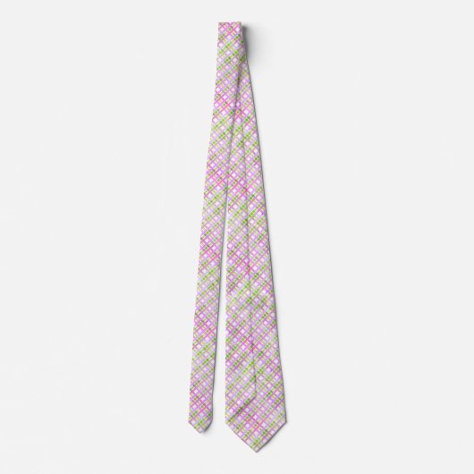 Roze Paarse Groene Pastel Plaid Stropdas (Achterkant)