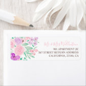 Roze paarse groene retourbruiloft etiket (Insitu)