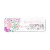 Roze paarse groene retourbruiloft etiket (Voorkant)