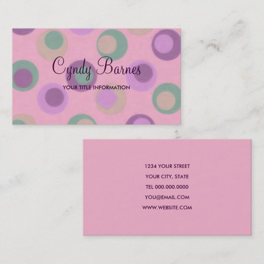 Roze Paarse groene Stippen Visitekaartje (Voorkant / Achterkant)