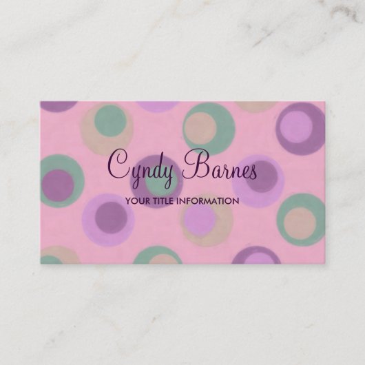Roze Paarse groene Stippen Visitekaartje (Voorkant)