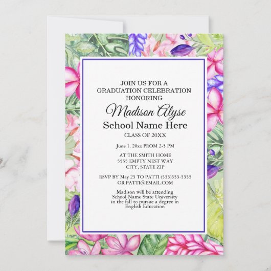 Roze Paarse Groene Tropische Gradual Partij Kaart (Voorkant)