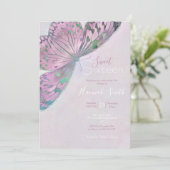 Roze Paarse groene vlinderschildering Kaart (Staand voorkant)