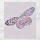 Roze Paarse groene vlinderschildering Wijn Etiket (Enkel label)