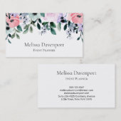 Roze Paarse groene Waterverf Floral Border Visitekaartje (Voorkant / Achterkant)