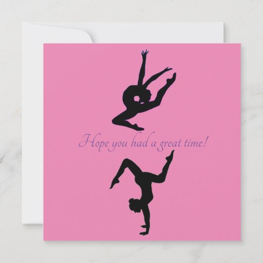 Roze & Paarse Gymnastiek Dank u kaart (Achterkant)