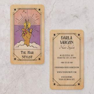 Roze Paarse Haarstylist Tarotkaart Hemelse Zon Visitekaartje