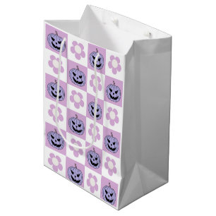 Roze Paarse Halloween Checkerboard voor baby meisj Medium Cadeauzakje