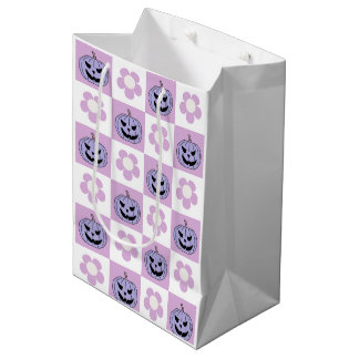 Roze Paarse Halloween Checkerboard voor baby meisj Medium Cadeauzakje