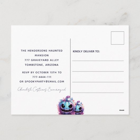 Roze Paarse Halloween Spooktacular Party Feestdagenkaart