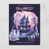 Roze Paarse Halloween Spooktacular Party Feestdagenkaart (Voorkant)