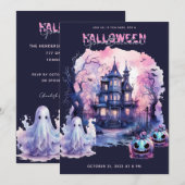 Roze Paarse Halloween Spooktacular Party Kaart (Voorkant / Achterkant)