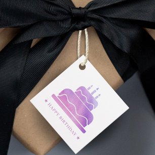 Roze & Paarse Happy Birthday Cake van Bedankjes Labels